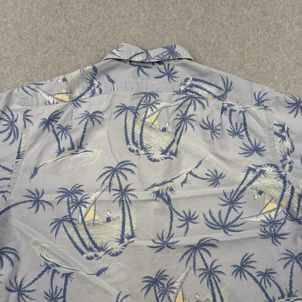 Vintage Polo Ralph Lauren Shirt Mens Medium Blue Floral Clayton Loop Collar Camp